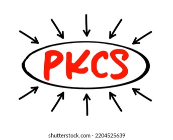 PKCS - Public Key Cryptography Standards Acronym Text With Arrows, Technology Concept Background