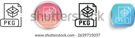 pkg icon. Thin Linear, Regular and Button Style Design Isolated On White Background
