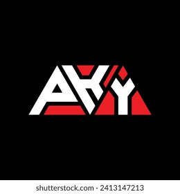 PKY triangle letter logo design with triangle shape. PKY triangle logo design monogram. PKY triangle vector logo template with red color. PKY triangular logo Simple, Elegant, and Luxurious design.