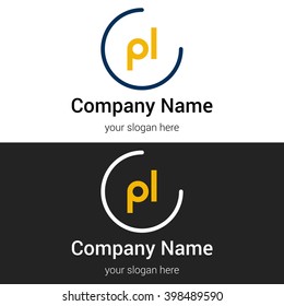 PL business logo icon design template elements. Vector color sign.