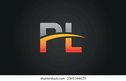 PL creative and modern letter logo design. PL logo design vector in black background.