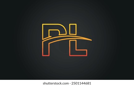 PL creative and modern letter logo design. PL logo design vector in black background.