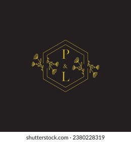 PL elegant wedding initial logo in high quality professional design that will print well across any print media