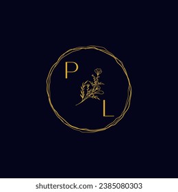 PL elegant wedding initial logo in high quality professional design that will print well across any print media