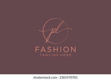 PL Feminine logo beauty monogram and elegant logo design, handwriting logo of initial signature, wedding, fashion, floral and botanical with creative template.