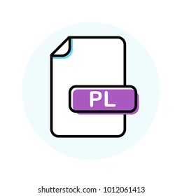 PL file format, extension color line icon. Vector illustration