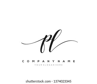 PL handwriting initial  logo vector