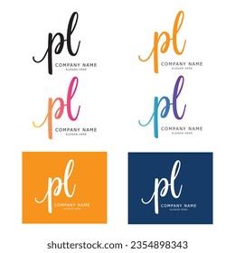 PL handwriting initial logo vector.