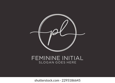 PL handwriting logo with circle template vector logo of initial signature, wedding, fashion, floral and botanical with creative template.