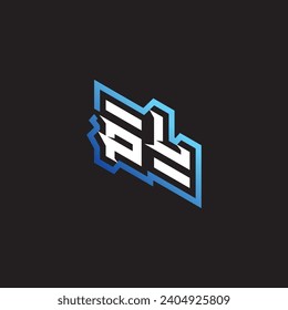 PL initial gaming team, youtube, twitch and clipart stock illustration logo