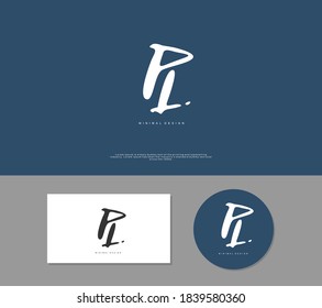 PL Initial handwriting or handwritten logo for identity. Logo with signature and hand drawn style.