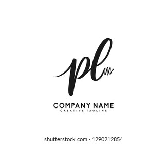 PL Initial Handwriting Logo Template Vector