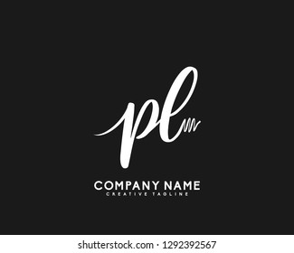 PL Initial Handwriting Logo Template Vecto