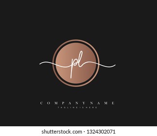 PL initial handwriting logo template vector