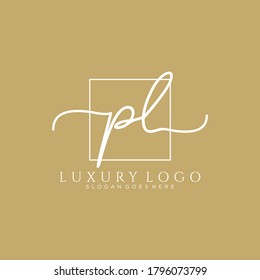 PL Initial handwriting logo template vector