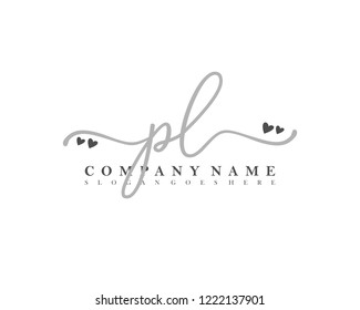 PL Initial handwriting logo vector