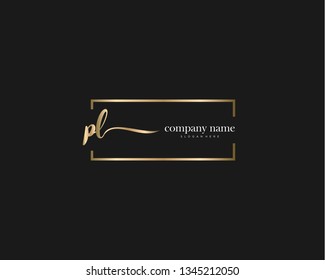 PL Initial handwriting logo vector. Hand lettering for designs.