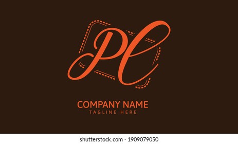 PL Initial handwriting logo vector