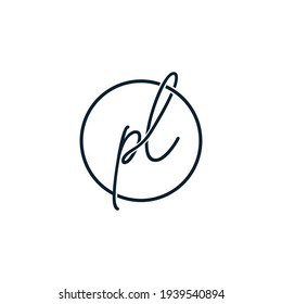 PL Initial handwriting logo vector