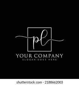 PL Initial handwriting minimalist logo vector