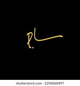 PL Initial Handwriting Signature Logo Vector