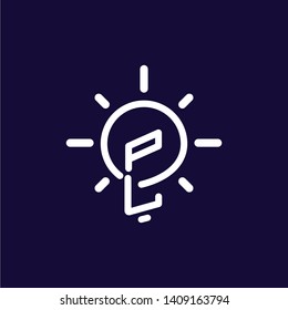 PL Initial Letter with creative bulb Logo vector