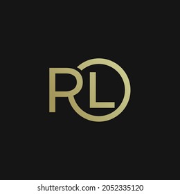 PL Initial letter logo inside circle shape inside rounded black and gold monogram
