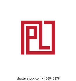 PL initial letters looping linked square logo red