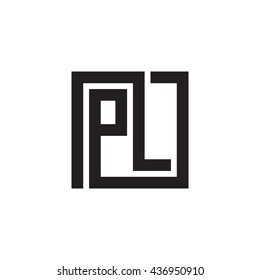 PL initial letters looping linked square monogram logo