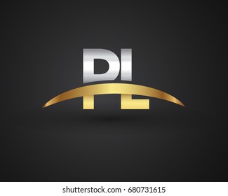 PL initial logo company name colored gold and silver swoosh design. vector logo for business and company identity.
