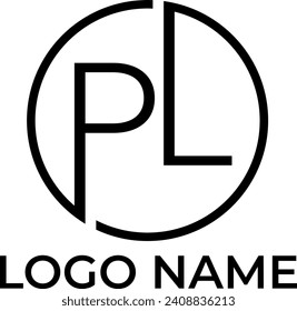 PL initial logo design and circle