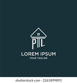 PL initial logo monogram real estate with home image ideas