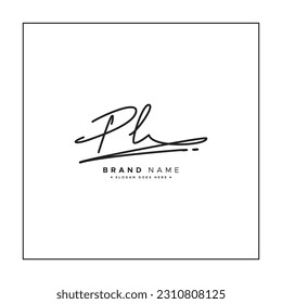 PL Initial Logo in Signature Style for Photography and Fashion Business - Hand Drawn Signature Logo Vector