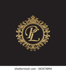 PL initial luxury ornament monogram logo