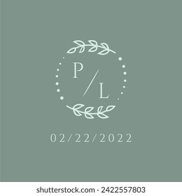 PL initial modern monogram wedding with creative circle line