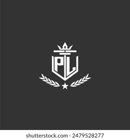 PL initial monogram brand logo design for crown vector image