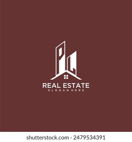 PL initial monogram building and roof logo for real estate