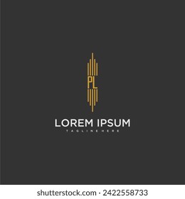 PL initial monogram business logo