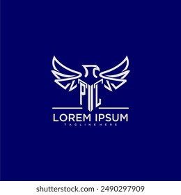 PL initial monogram for business logo with eagle image