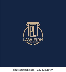 PL initial monogram for law firm with creative circle line