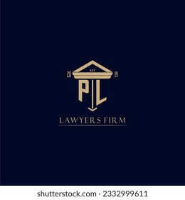 PL initial monogram lawfirm logo with pillar design