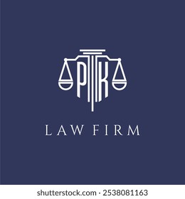 PL initial monogram for lawfirm logo with scales vector image