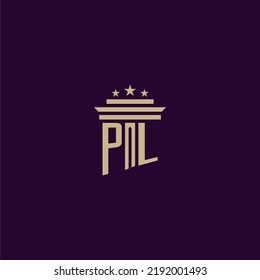 PL initial monogram logo design for lawfirm lawyers with pillar vector image