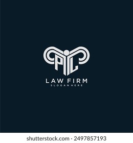 PL initial monogram logo lawfirm with pillar design