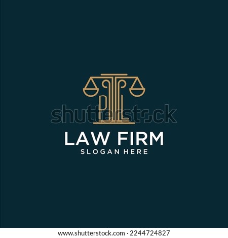 PL initial monogram logo for lawfirm with scale vector design