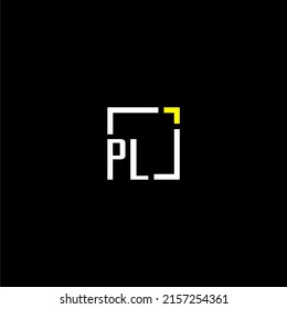 PL initial monogram logo with square style design