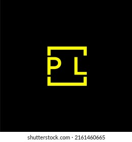 PL initial monogram logo with square style design