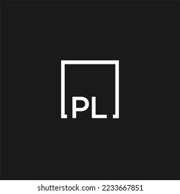 PL initial monogram logo with square style design