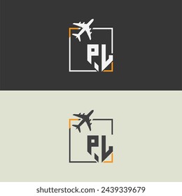 P.L initial monogram logo with square style design.