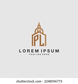 PL initial monogram real estate logo with imperium style desgn